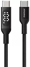 USB Кабель Momax Elitelink LED Display 1.2M 100W USB Type-C - Type-C Cable Black (DC22D)