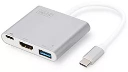 Мультипортовый USB Type-C хаб Digitus USB-C -> HDMI/USB 3.0/Type-C Silver (DA-70838)