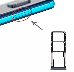 Держатель (лоток) Сим карты Xiaomi Redmi Note 9S / Redmi Note 9 Pro / Redmi Note 9 Pro Max Dual SIM и карты памяти Aurora Blue - миниатюра 4