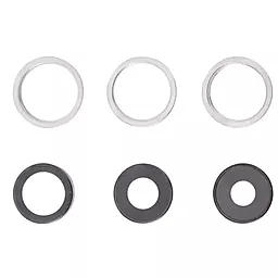 Стекло камеры Apple iPhone 13 Pro / iPhone 13 Pro Max с рамкой (комплект 3 шт) Silver