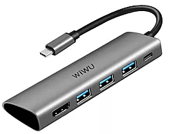 Мультипортовый USB Type-C хаб (концентратор) WIWU Alpha A531H 3xUSB 3.0 + USB-C + HDMI Gray - миниатюра 2