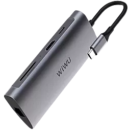 Мультипортовый USB Type-C хаб WIWU Alpha 7-in-1 grey A731HC - миниатюра 2