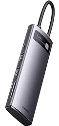 Мультипортовый USB Type-C хаб Baseus Metal Gleam Series 8-in-1 Hub gray (WKWG050113) - миниатюра 2