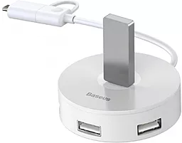 USB Type-C + USB-A хаб Baseus Round Box USB-A + USB-C -> 1xUSB 3.0 3xUSB 2.0 White (CAHUB-GB02) - миниатюра 5