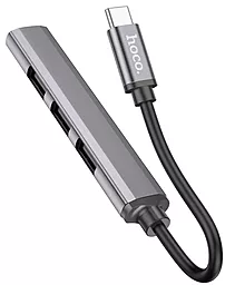 USB Type-C хаб Hoco HB26 4-in-1 Hub gray - миниатюра 2