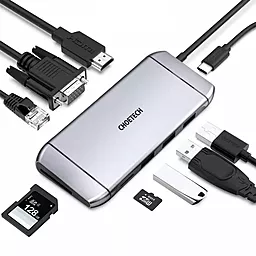 Мультипортовый USB Type-C хаб Choetech 9-in-1 grey (HUB-M15-GY) - миниатюра 2