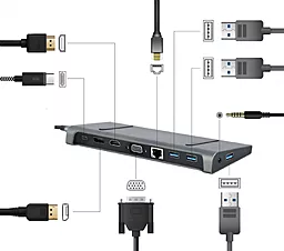 Мультипортовый USB Type-C хаб Cablexpert 9-in-1 hub gray (A-CM-COMBO9-02) - миниатюра 5