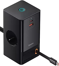 Мережевий зарядний пристрій Baseus PowerCombo Digital PowerStrip 65W USB-C+A + Type-C Cable 1.5м Black (PSLR000301)