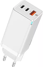 Сетевое зарядное устройство с быстрой зарядкой Baseus GaN Quick Travel Charger 1USB + 2USB Type-C 65W White (CCGAN-B02)