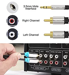 Аудио кабель Vention Aux mini Jack 3.5 mm - 2хRCA M/M Cable 5 м black (BCFBJ) - миниатюра 3