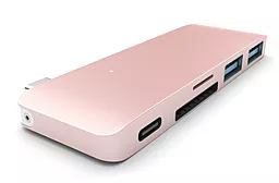 Мультипортовый USB-A хаб Satechi USB-C -> Card Reader/2xUSB3.0 Rose Gold (ST-TCUPR)