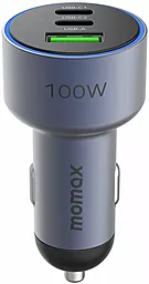 Автомобильное зарядное устройство Momax MoVe 100W PD 2xUSB-C/USB-A ports car charger blue (UC17) - миниатюра 3