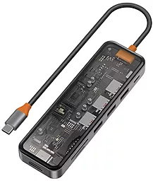 Мультипортовий USB Type-C концентратор (хаб) WIWU Cyber CB007 7-in-1 Transparent