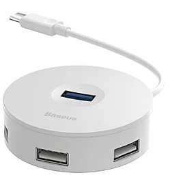 Багатопортовий перехідник Baseus Round Box Type-C to USB 3.0 + 3 х USB 2.0 White