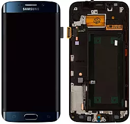 Дисплей Samsung Galaxy S6 Edge G925 з тачскріном і рамкою, Original (PRC), Black Sapphire