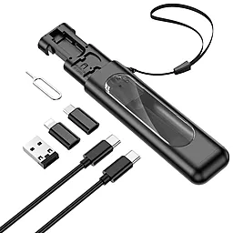 Кабель USB PD Borofone BU36 Show 60w 3a 3-in-1 USB to Type-C/Lightning/micro USB cable + Storage Case black - миниатюра 4