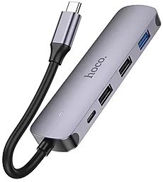 Мультипортовый USB Type-C хаб Hoco HB27 5-Iin-1 Hub gray - миниатюра 4