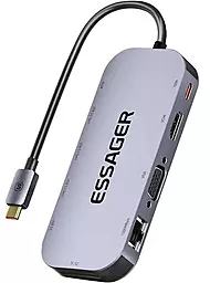 Мультипортовый USB Type-C хаб Essager Maple Harp 11-in-1 gray (EHB11-FQ0G-Z)