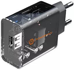Мережевий зарядний пристрій з швидкою зарядкою Powermax Transparent Basic 18W + Lightning cable Black - мініатюра 2