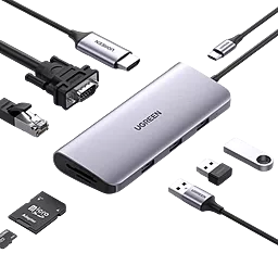 Мультипортовый USB Type-C хаб Ugreen CM179 9-in-1 grey (40873) - миниатюра 2