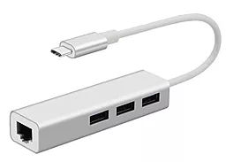 Мультипортовый USB Type-C хаб 1TOUCH USB-C -> 3xUSB 3.0+Fast Ethernet RJ-45