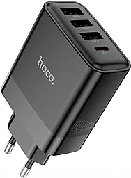 Сетевое зарядное устройство Hoco C127A 45w PD/QC 3xUSB-A/USB-C ports home charger black