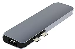 Мультипортовый USB Type-C хаб Qitech Aluminum USB-C Type-A HDMI 4K MicroSD SD Space Gray - миниатюра 3