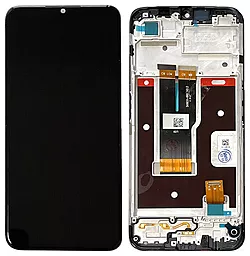 Дисплей Realme C30, C31 (черный шлейф) с тачскрином и рамкой, Black