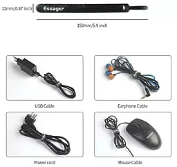 Організатор для кабелів Essager Cable Organizer Earphone Cord Management Holder Clip 10 шт Black (EXD-KBB01) - мініатюра 10