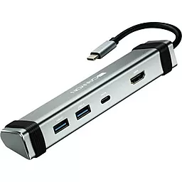 Мультипортовий Type-C хаб Canyon USB-C -> Type-C PD + 2*USB3.0 + HDMI 4K/30fps (CNS-TDS03DG)