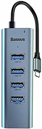 USB Type-C хаб Baseus Enjoy Series USB-C -> 4xUSB 3.0, 1xPD Grey (CAHUB-Q0G) - миниатюра 2