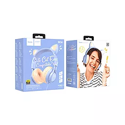 Навушники Hoco W36 Cat Ear Dream Blue - мініатюра 4