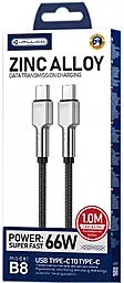Кабель USB Jellico B8 66W 3.1A USB Type-C - Type-C Cable Black - миниатюра 5