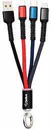 Кабель USB Gelius Pro Splitter 0.2M 3-in-1 USB Type-C/Lightning/micro USB Cable Black (GP-UC130)