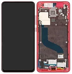 Дисплей Xiaomi Mi 9T, Mi 9T Pro, Redmi K20, Redmi K20 Pro с тачскрином и рамкой, (OLED), Red