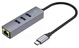 Мультипортовый USB Type-C хаб Hoco HB34 Easy 4-in-1 Hub gray - миниатюра 5