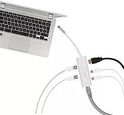 Мультипортовый USB Type-C хаб Macally USB-C -> USB 3.0/USB-C/Gigabit Ethernet/HDMI Silver (UCDOCK) - миниатюра 4