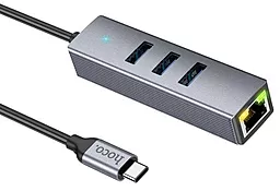 Мультипортовый USB Type-C хаб Hoco HB34 Easy 4-in-1 Hub gray - миниатюра 2