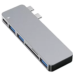 Мультипортовый USB Type-C хаб Qitech Aluminum Mini USB-C + Type-A + MicroSD + SD - миниатюра 2