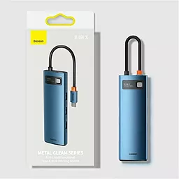 Мультипортовый USB Type-C хаб (концентратор) Baseus Metal Gleam Series 8-in-1 Type-C Blue (WKWG000103) - миниатюра 4