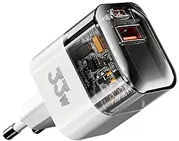 Мережевий зарядний пристрій Proda Azeada 33w GaN PD USB-C/USB-A ports charger white (PD-A88)
