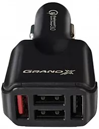 Автомобільний зарядний пристрій з швидкою зарядкою Grand-X 24w QС3.0 4xUSB-A ports home charger black (CH09BM)