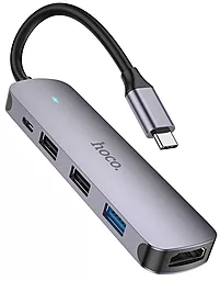 Мультипортовый USB Type-C хаб Hoco HB27 5-Iin-1 Hub gray - миниатюра 3