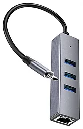 Мультипортовый USB Type-C хаб Hoco HB34 Easy 4-in-1 Hub gray - миниатюра 3