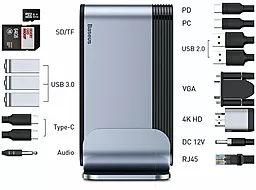 Мультипортовый USB Type-C хаб Baseus Station Three-Screen Multifunctional USB-C -> Adapter (CAHUB-BG0G) - миниатюра 2