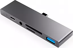 Мультипортовый USB Type-C хаб Qitech Aluminum USB-C + Type-A + HDMI 4K + MicroSD + SD Space Gray - миниатюра 2