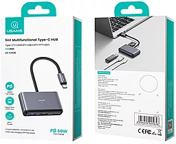USB Type-C хаб Usams US-SJ628 5-in-1 Multifunctional USB-C + USB 3.0 + USB 2.0 + TF/SD HUB Grey - миниатюра 7
