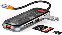 Мультипортовый USB Type-C хаб WIWU CB005 Cyber 5 in 1 space gray - миниатюра 2