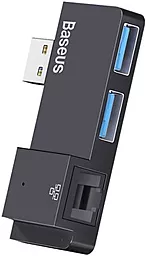 USB-A хаб Baseus Multifunctional USB 3.0 - 1xRJ45, 2xUSB 3.0 Black (CAHUB-FP01)