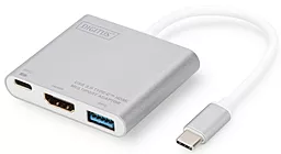 Мультипортовий Type-C хаб Digitus USB-C -> 4K 30Hz HDMI/USB 3.0/USB-C Silver (DA-70838-1)